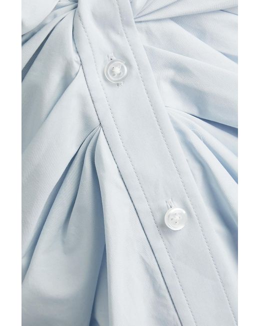 T By Alexander Wang Blue Twisted Cotton-poplin Mini Shirt Dress