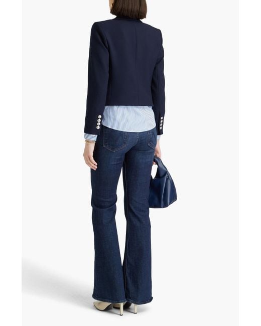 Veronica Beard Blue Zion double-breasted layered striped poplin and crepe blazer