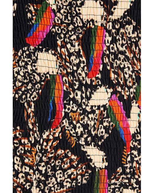 Farm Rio Black Printed Crepe Midi Dress