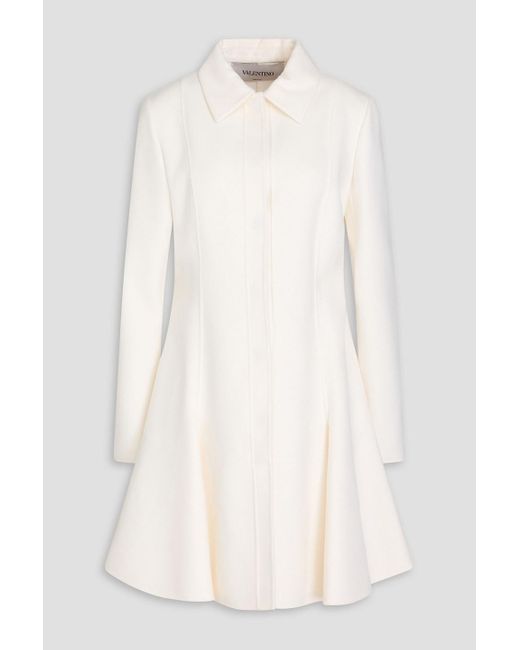 Valentino Garavani White Fluted Wool And Cashmere-blend Felt Coat