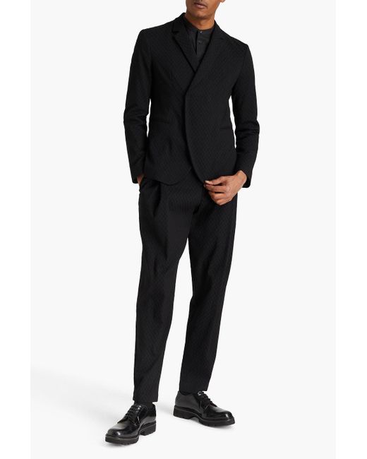 Emporio Armani Black Cotton-blend Jacquard Suit Jacket for men