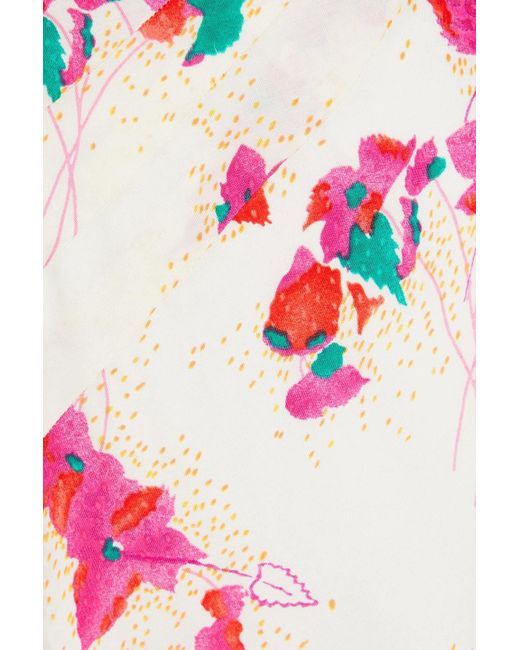 Ba&sh Pink Eka Floral-print Leopard-jacquard Mini Skirt