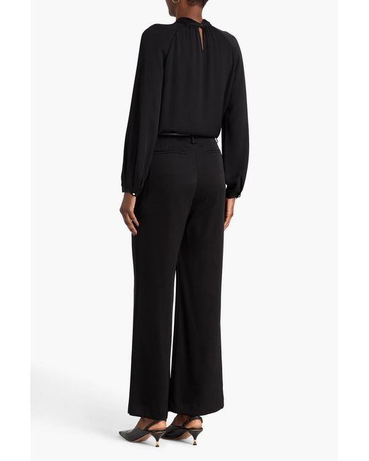 Theory Black Twisted Silk-Crepe Blouse
