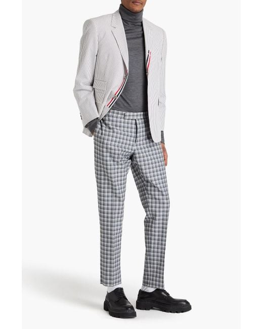 Thom Browne Gray Checked Wool Pants for men