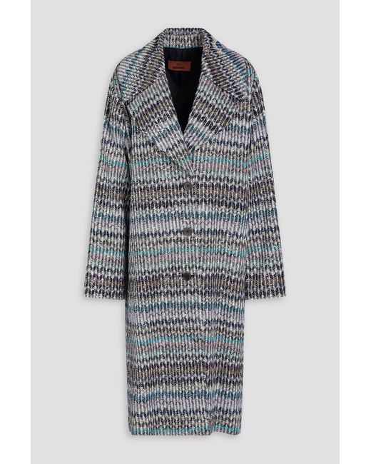 Missoni Gray Metallic Crochet-knit Coat