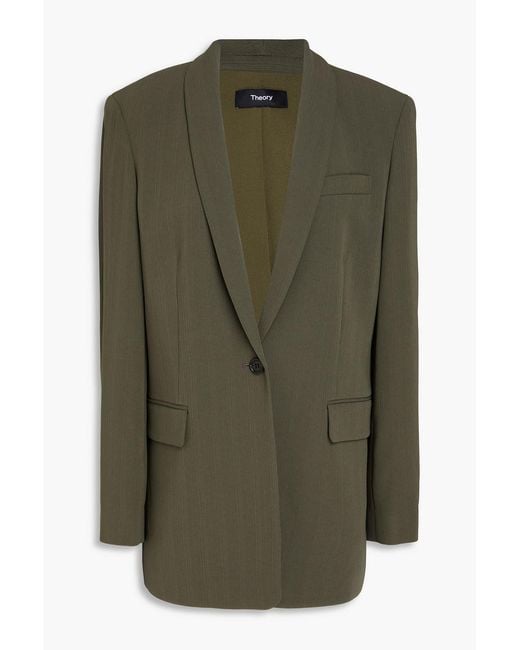 Theory Green Textured-crepe Blazer