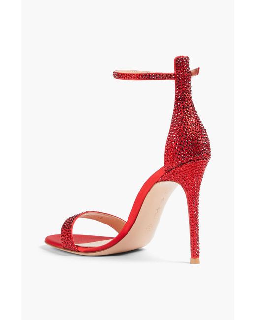 Gianvito Rossi Red Glam Raso Crystal-embellished Satin Sandals