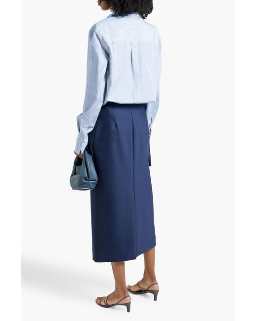Another Tomorrow Blue Striped Cotton-Poplin Shirt