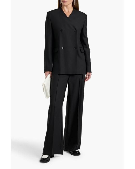 Loulou de Saison Black Munro Double-Breasted Twill Blazer