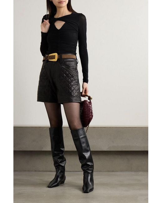 Isabel Marant Black Candice Quilted Leather Shorts