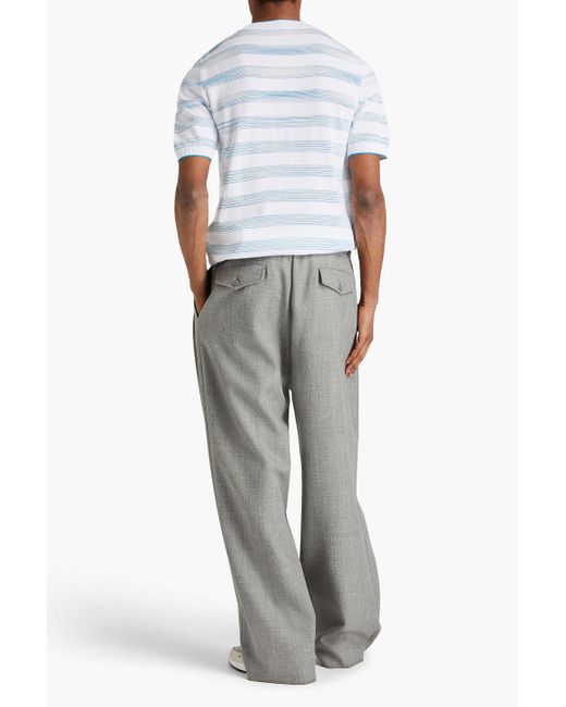 Missoni Blue Striped Jacquard-knit Cotton-blend T-shirt for men