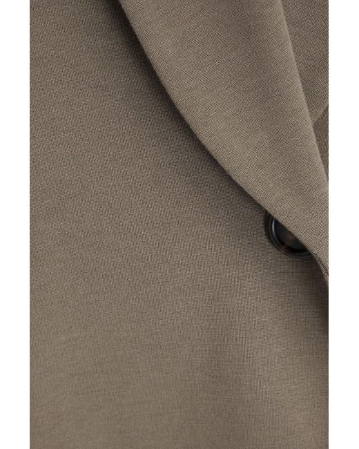 Brunello Cucinelli Brown Bead-embellished Cotton-blend Jersey Blazer