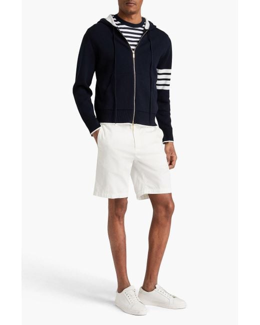 Thom Browne Hoodie aus jacquard-strick aus einer baumwollmischung mit reißverschluss und streifen in Blue für Herren
