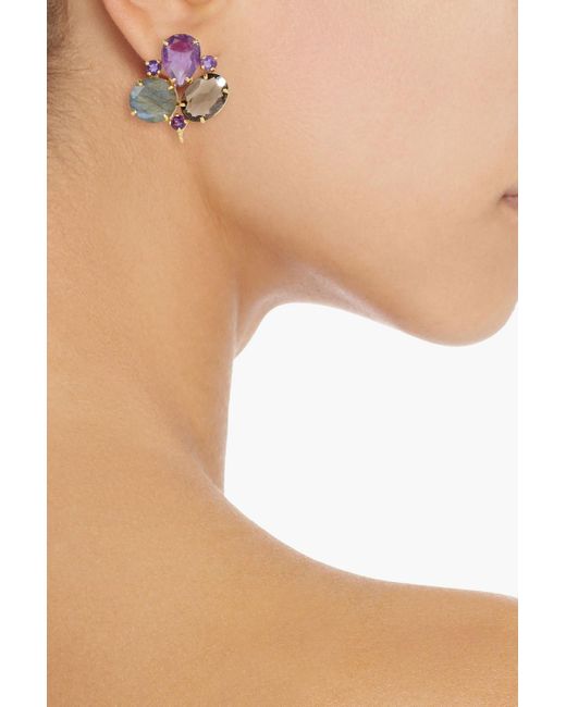 Bounkit Metallic Gold-tone Multi-stone Earrings