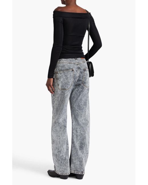 Isabel Marant Black Jiler Off-the-shoulder Twisted Satin-jersey Top