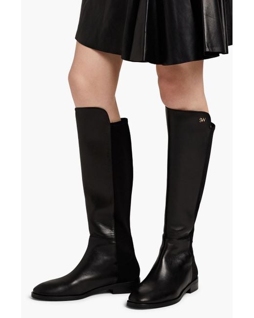 Stuart Weitzman Keelan Leather And Neoprene Knee Boots in