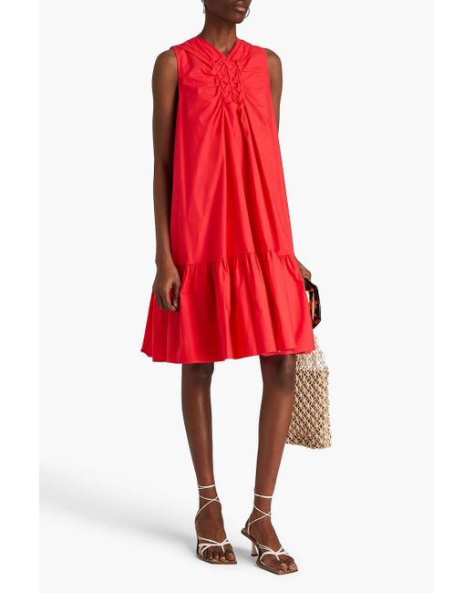 Roksanda Red Woven Cotton-poplin Mini Dress