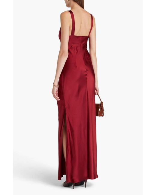 Nicholas Red Draped Silk-blend Satin Gown