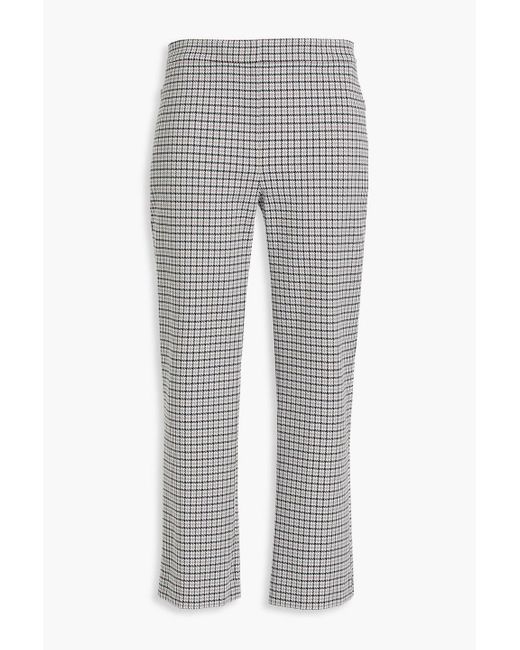 Theory Gray Cropped Houndstooth Jacquard Bootcut Pants