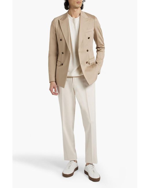 Dolce & Gabbana Natural Double-breasted Cotton-blend Twill Blazer for men