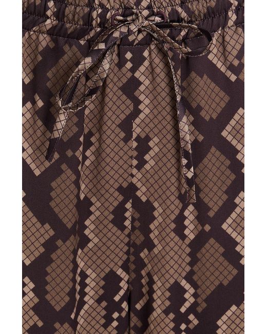 Stella McCartney Brown Snake-Print Satin Straight-Leg Pants