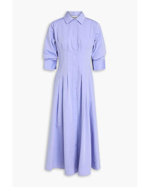 Jonathan Simkhai Blue Jazz Pleated Cotton-chambray Midi Shirt Dress