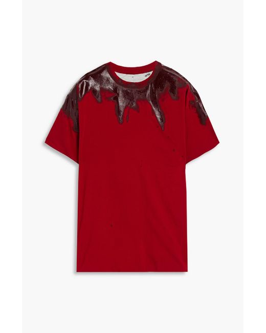Maison Margiela Red Appliquéd Cotton-jersey T-shirt for men