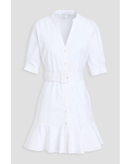 Veronica Beard White Molly hemdkleid aus popeline aus einer baumwollmischung in minilänge mit gürtel