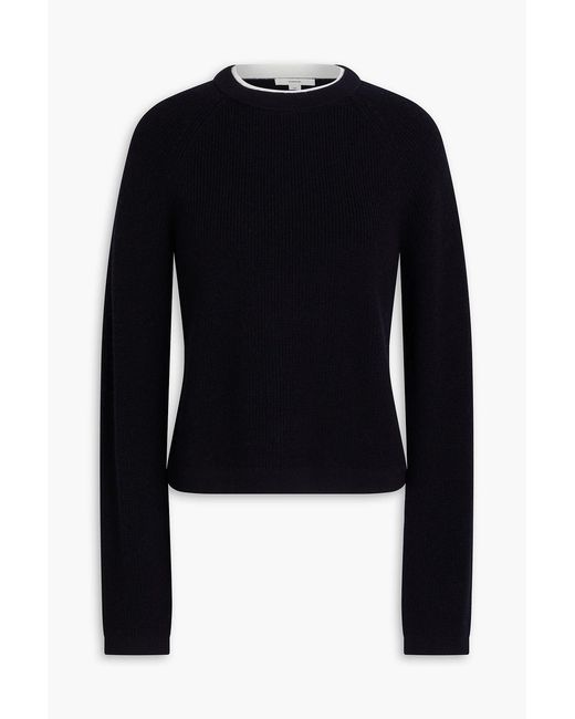 Vince Blue Ribbed Wool And Cashmere-Blend Sweater