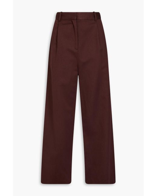 Loulou de Saison Purple Idai Cotton And Linen-blend Twill Wide-leg Pants