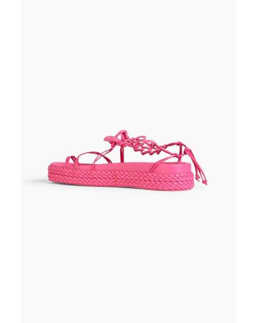 Aje. Pink Astrid Chain-embellished Leather Platform Sandals