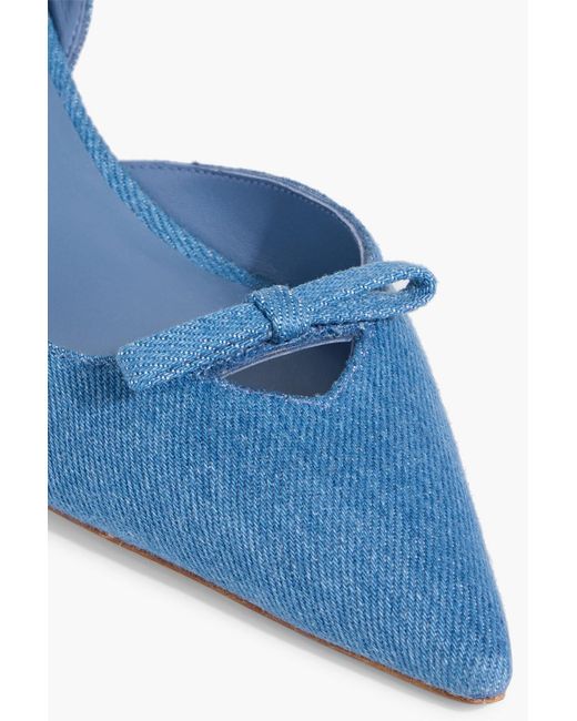 Stuart Weitzman Blue Tully 50 Bow-Detailed Denim Slingback Pumps