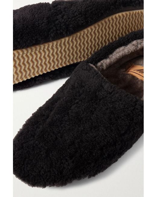 Mr P. Black Shearling Slippers for men