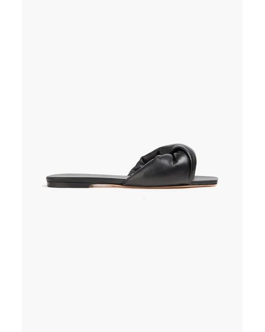 STUDIO AMELIA Black Twist Front Leather Slides
