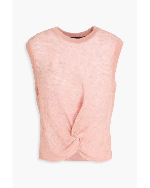 Veronica Beard Pink Kellen Twisted Linen-blend Vest
