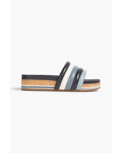 Tory Burch Blue Quilted Leather Slides
