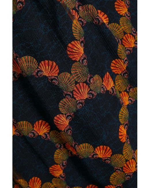 Saloni Brown Melody minikleid aus seiden-georgette mit print und rüschen