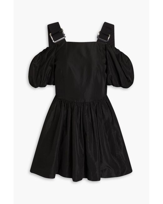 Simone Rocha Black Cold-shoulder Grosgrain-trimmed Taffeta Mini Dress