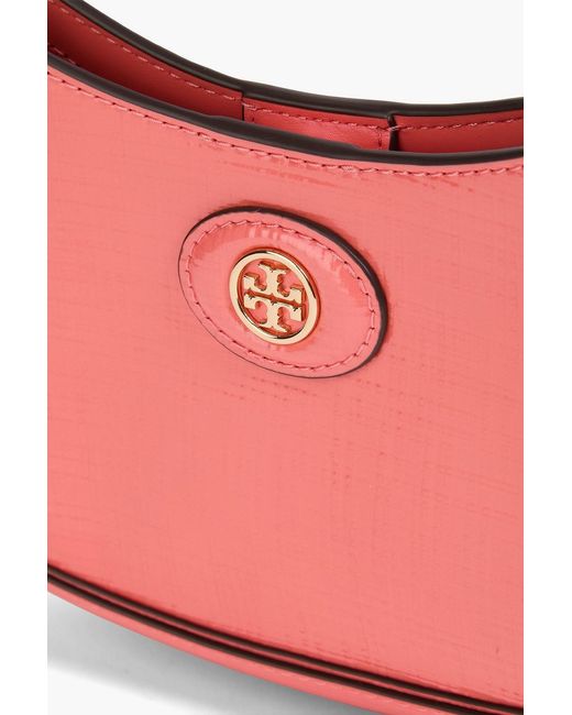 Tory Burch Pink Robinson Glossed Textured-leather Shoulder Bag