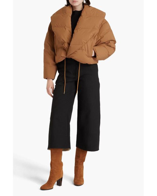 FRAME Brown Quilted Shell Down Jacket