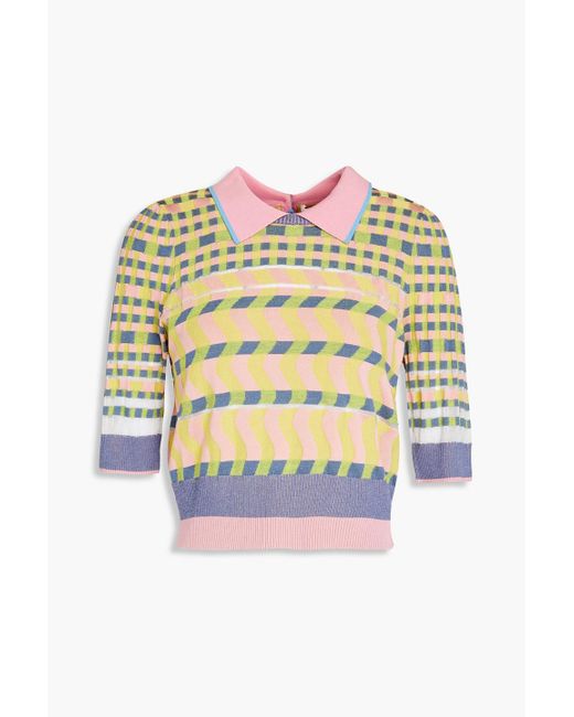 Diane von Furstenberg Pink Jenny Jacquard-knit Polo Shirt