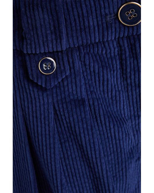 Farm Rio Blue Cotton-corduroy Wide-leg Pants