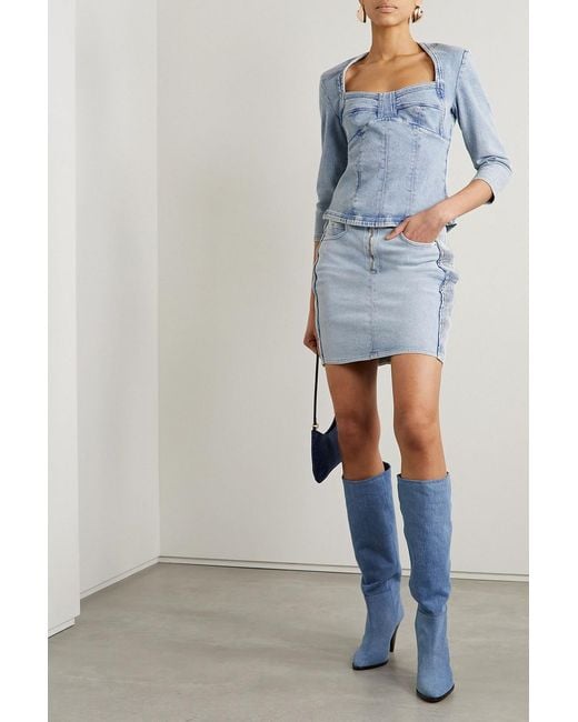 Isabel Marant Blue Vabelia Shirred Denim Mini Skirt