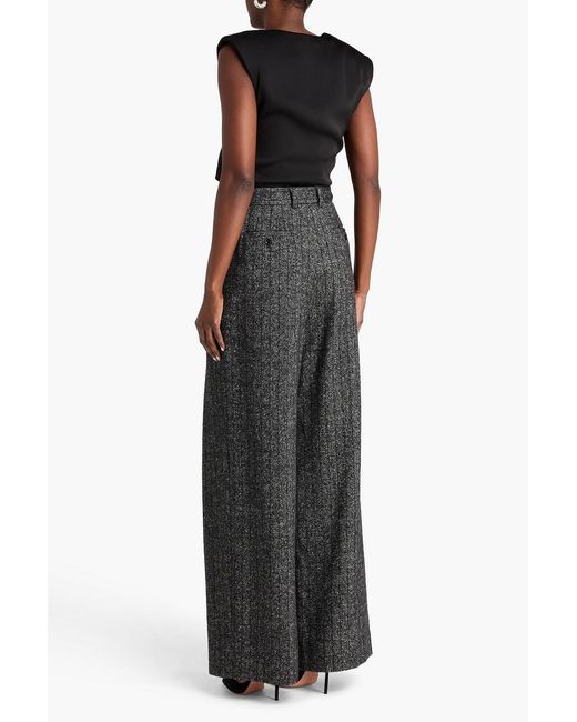 Dolce & Gabbana Gray Pleated Tweed Wide-leg Pants