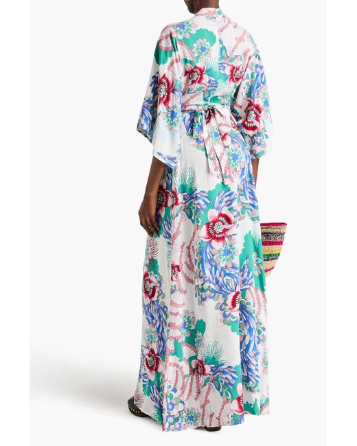 Melissa Odabash Blue Wisdom Wrap-effect Floral-print Woven Maxi Dress