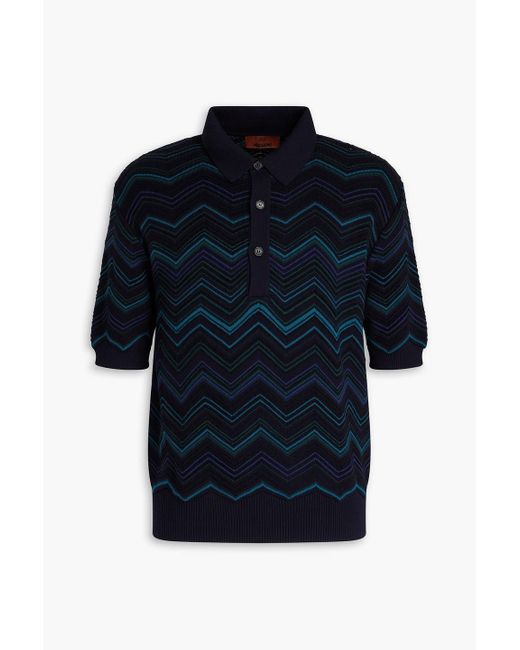 Missoni Blue Striped Cotton-blend Polo Shirt for men