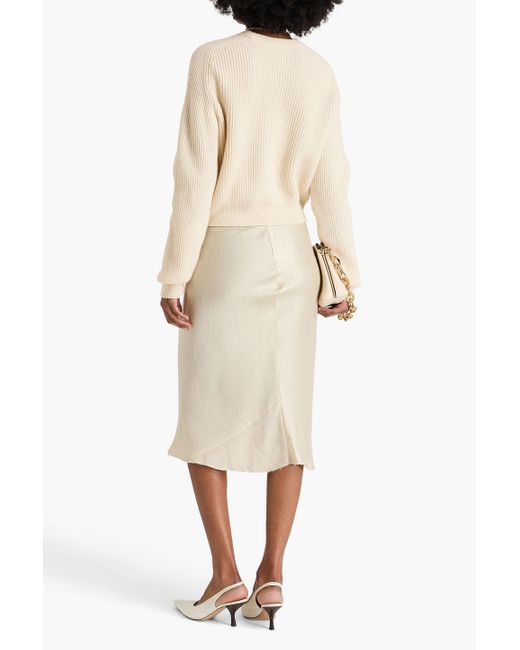 Petar Petrov Natural Crossover Ribbed Wool And Cashmere-blend Sweater