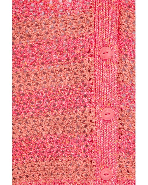 Rag & Bone Pink Cropped Striped Open-knit Cardigan