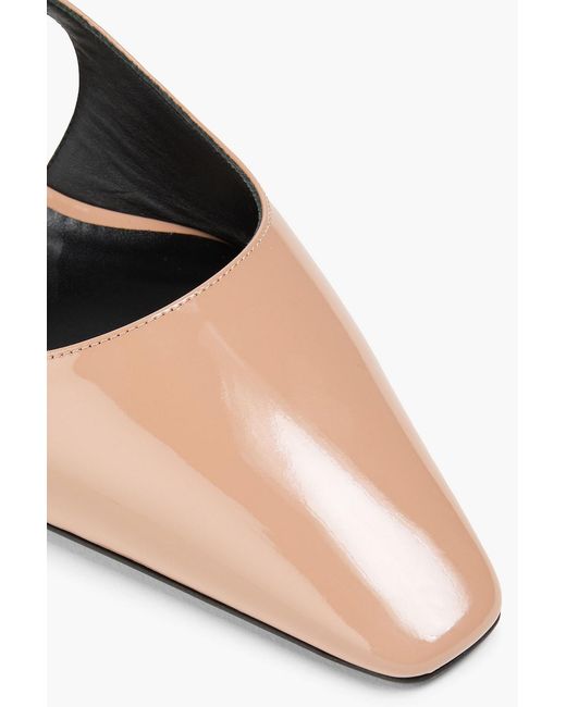 Versace White Medusa Embellished Patent-leather Slingback Pumps