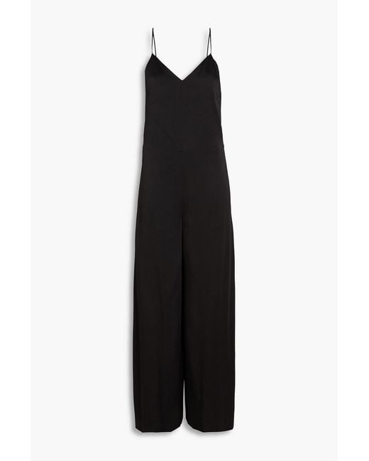 Rosetta Getty Black Satin-crepe Wide-leg Jumpsuit